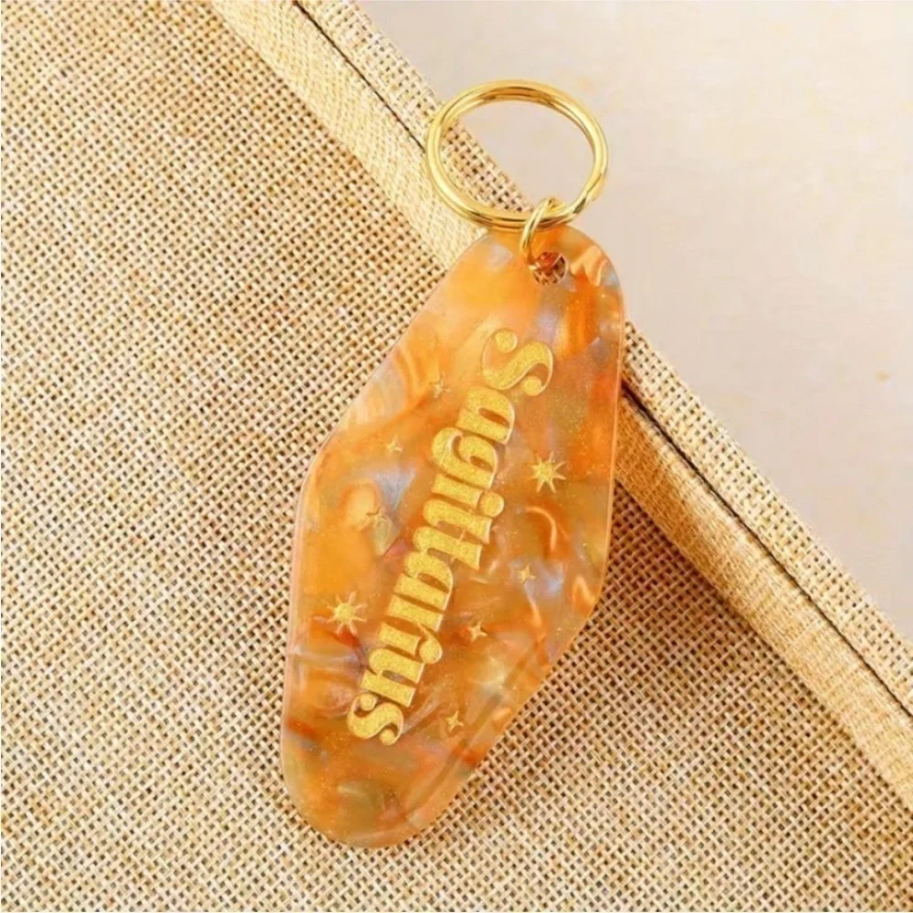 NEW Astrology Zodiac Constellation Glitter Marble Hotel Keychain-Sagittarius